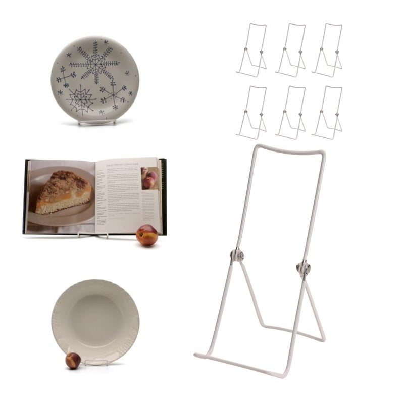 KINGDOM SOLUTIONS MADE IN USA 6-Pack Sturdy & Durable Adjustable White Metal Easels to Display Books, Frames, Comics, Plates & More - Unique on the Market - Image 1